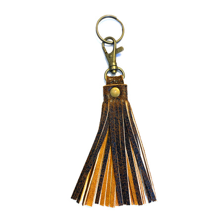 Fringe Tassel Key Chain Brown Distressed - Lara B. Designs, Inc.