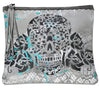 Buca Pouch Silver Platinum w Sugar Skull - Lara B. Designs, Inc.